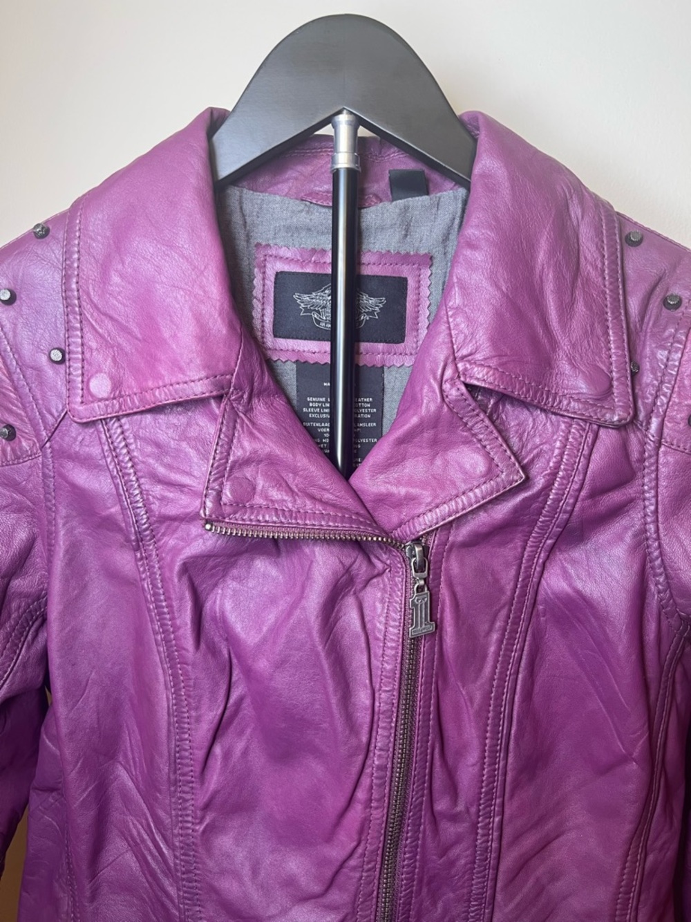 Harley Davidson‎ Purple Leather Moto Jacket Studded Small - Picture 3 of 16